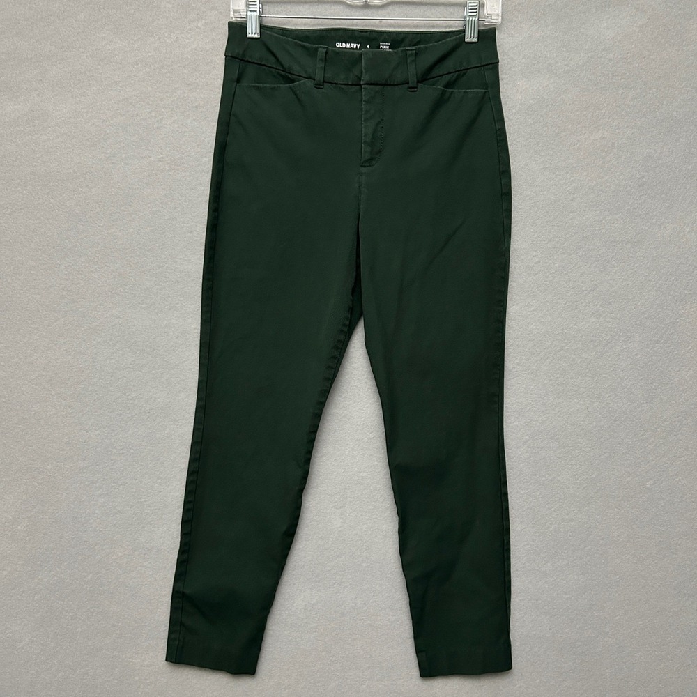 Old Navy Womens 4 Pixie Pants Green High Rise Skinny Ankle Dark Bottle Retro